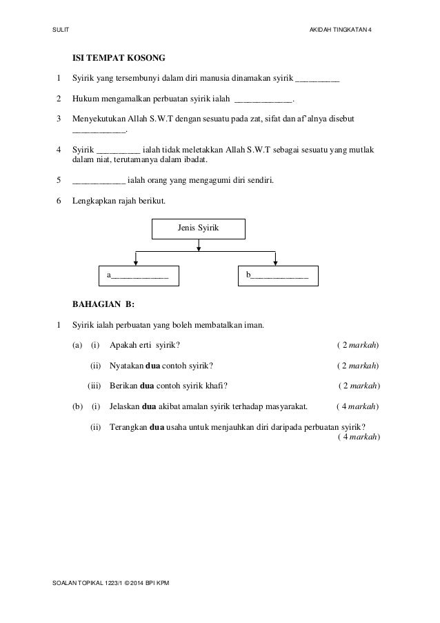 PI Soalan topikal akidah k1 t4 syirik