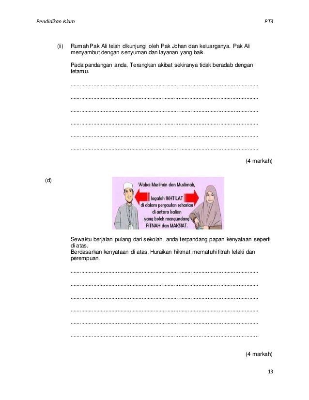 PENDIDIKAN ISLAM TINGKATAN 3: Soalan BK1 PENDIDIKAN ISLAM TINGKATAN 3: Soalan BK1