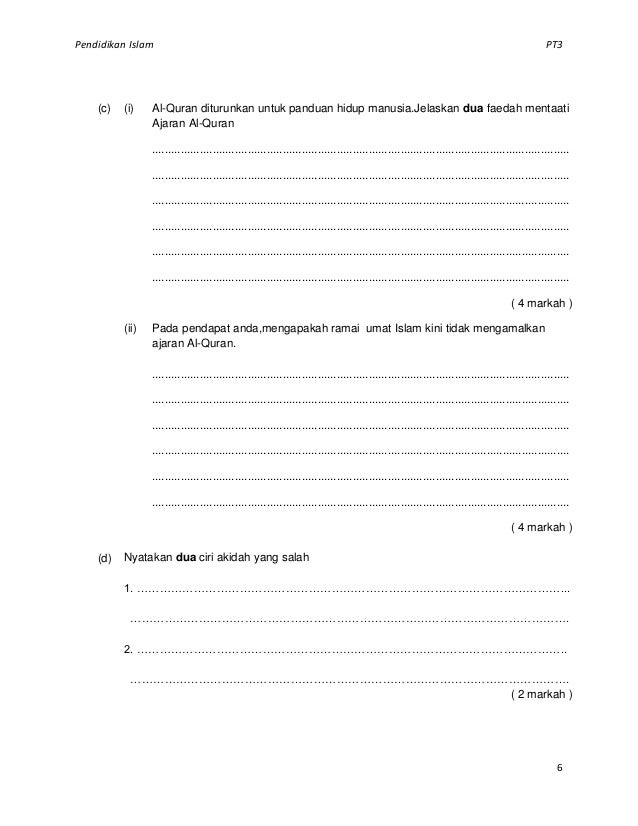PAI TINGKATAN 3:Soalan bk1 PAI TINGKATAN 3:Soalan bk1