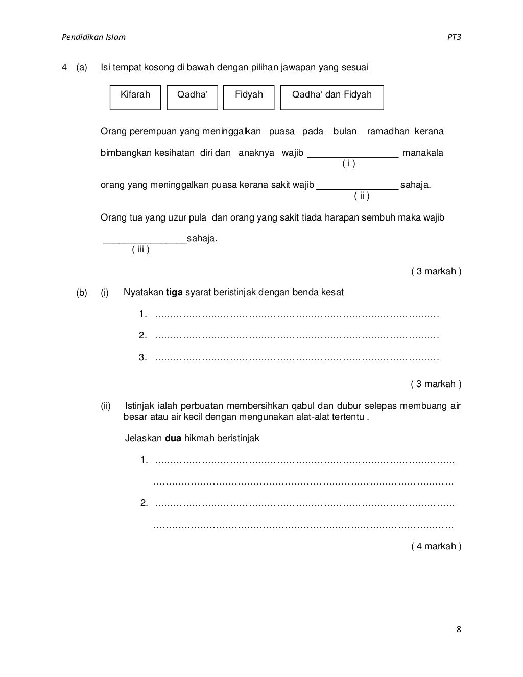 PAI TINGKATAN 3Soalan bk1
