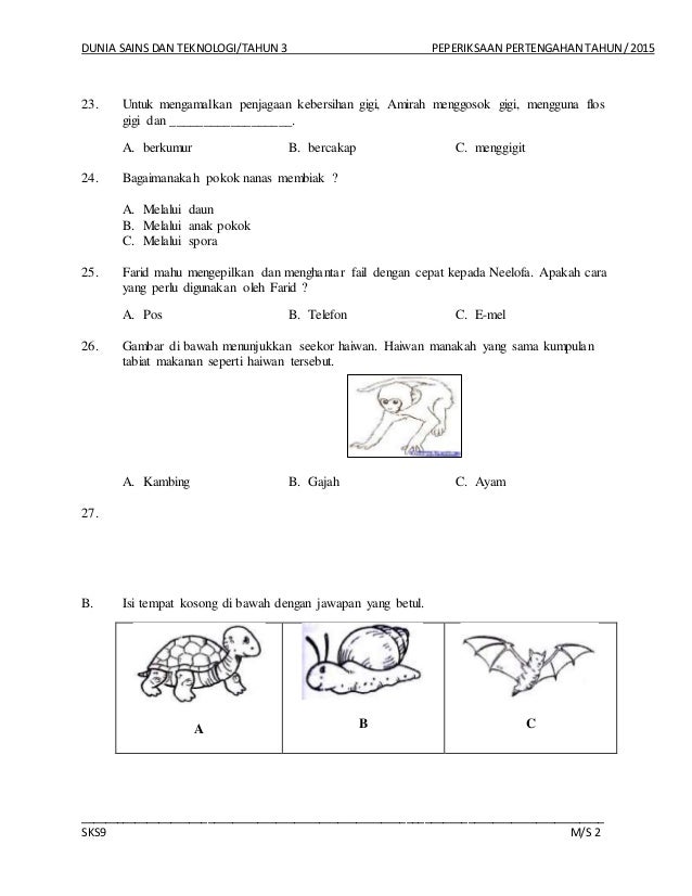 Soalan dst tahun 3 ppt 2015