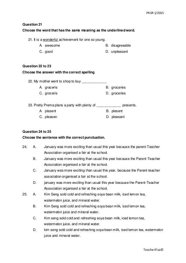 Soalan exam kssr