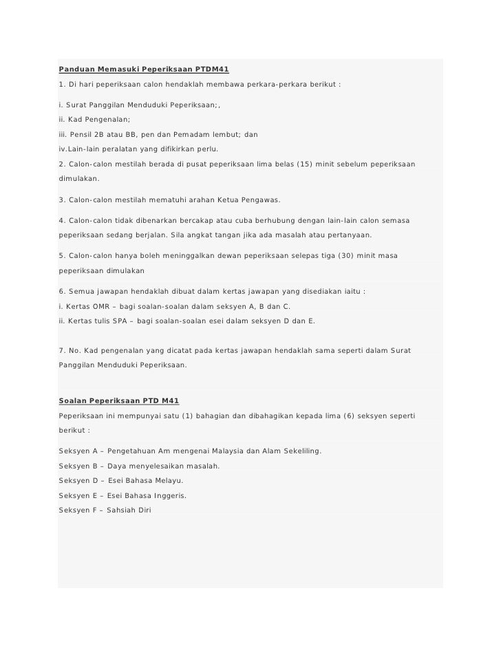 Soalan Exam Ptd M41