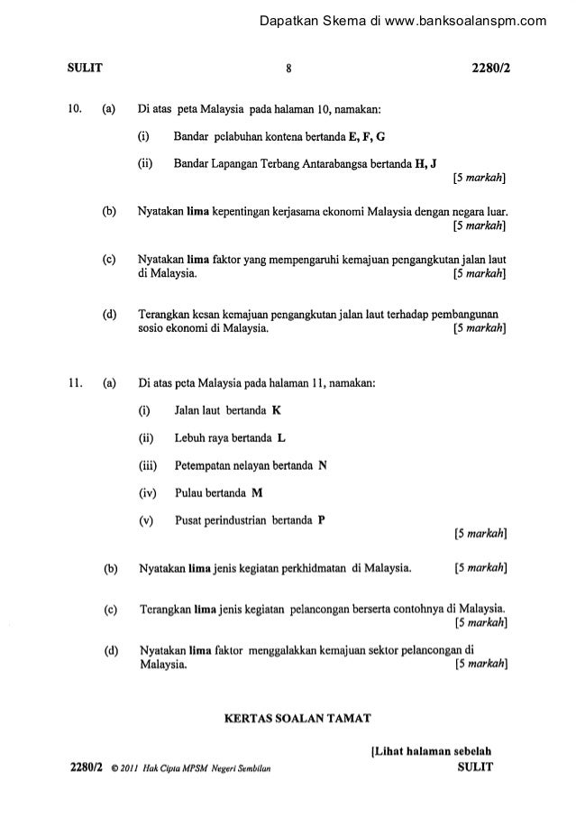 Soalan geografi kertas 2 percubaan spm negeri sembilan 2011