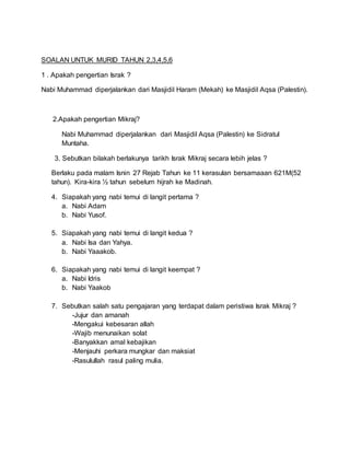 Soalan Israk Mikraj
