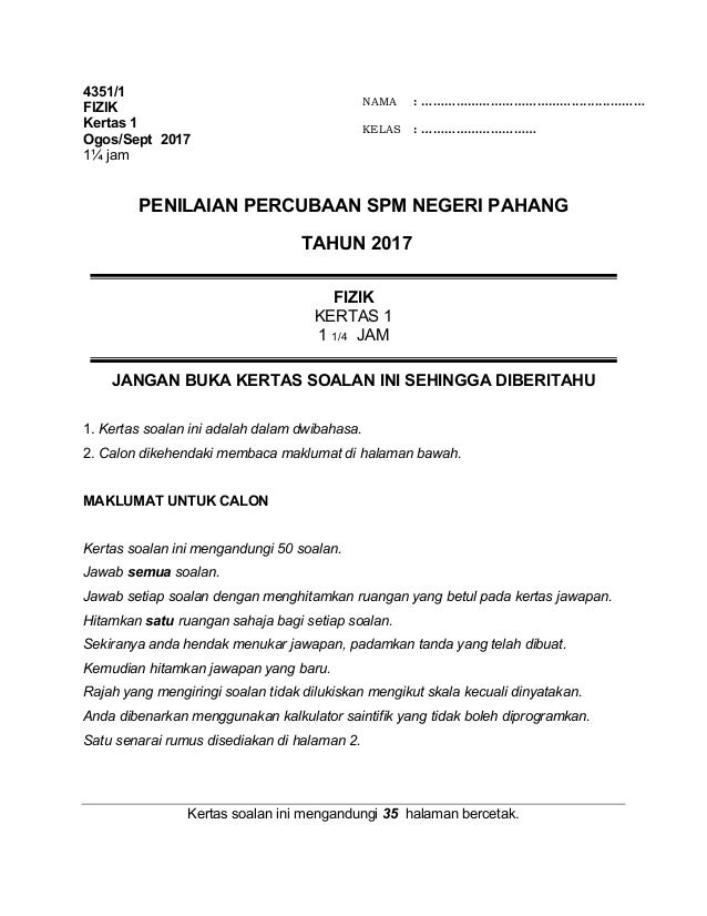 Soalan Fizik Mrsm 2019 - Selangor i