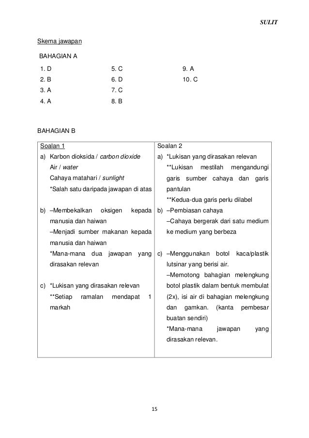 Soalan Kbat Sains Tahun 4 Sains Hayat Sains Fizikal