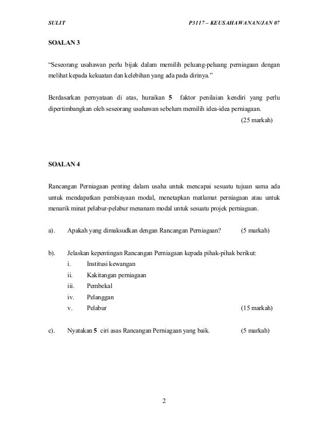 Contoh Soalan Objektif Etika Perniagaan - Contoh Duri