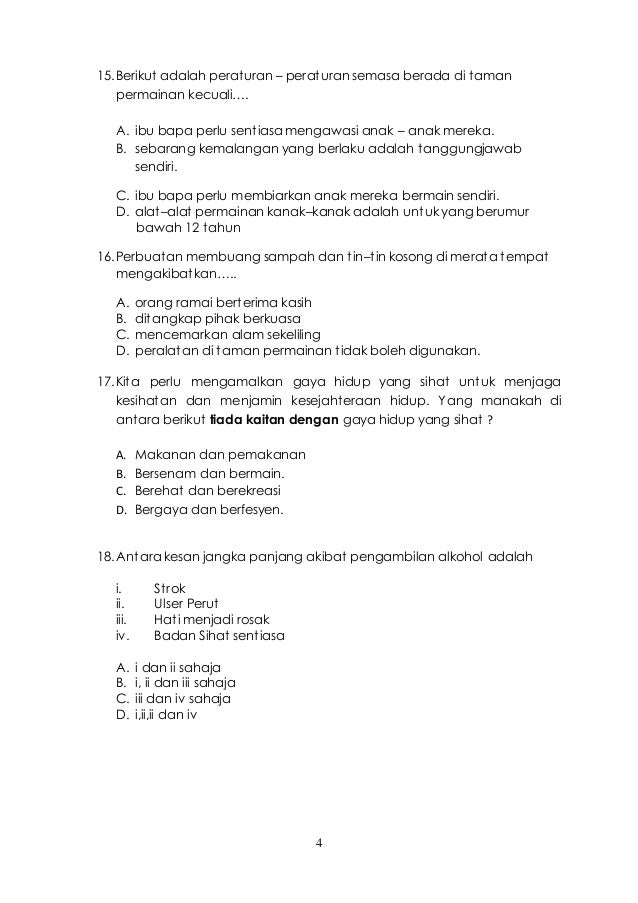 Soalan Gaya Hidup Sihat - Terengganu t