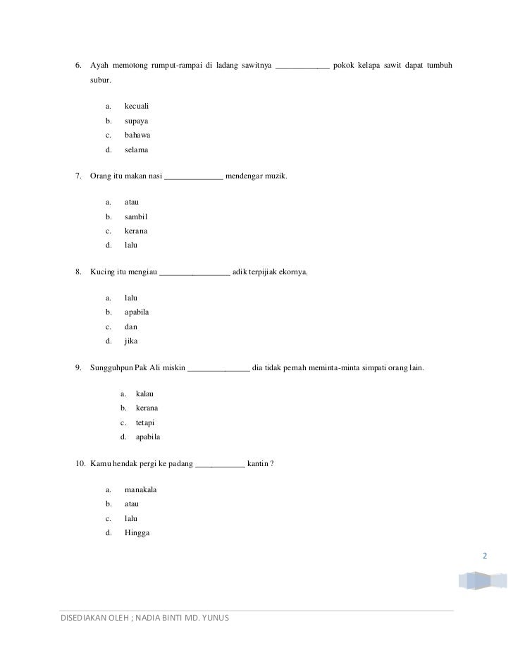 Soalan kuiz bahasa melayu