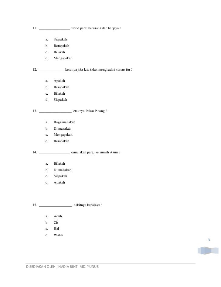 Soalan kuiz bahasa melayu