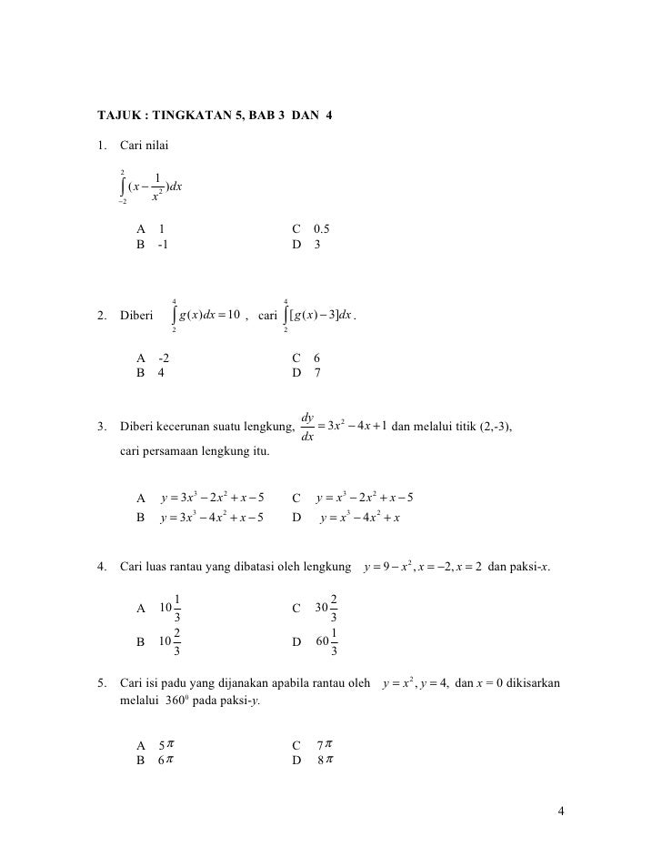 Soalan Matematik Tingkatan 3 Bab 1 Dan Jawapan - Selangor b