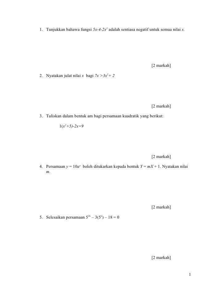 Soalan kuiz matematik tambahan tingakatan 5 2004