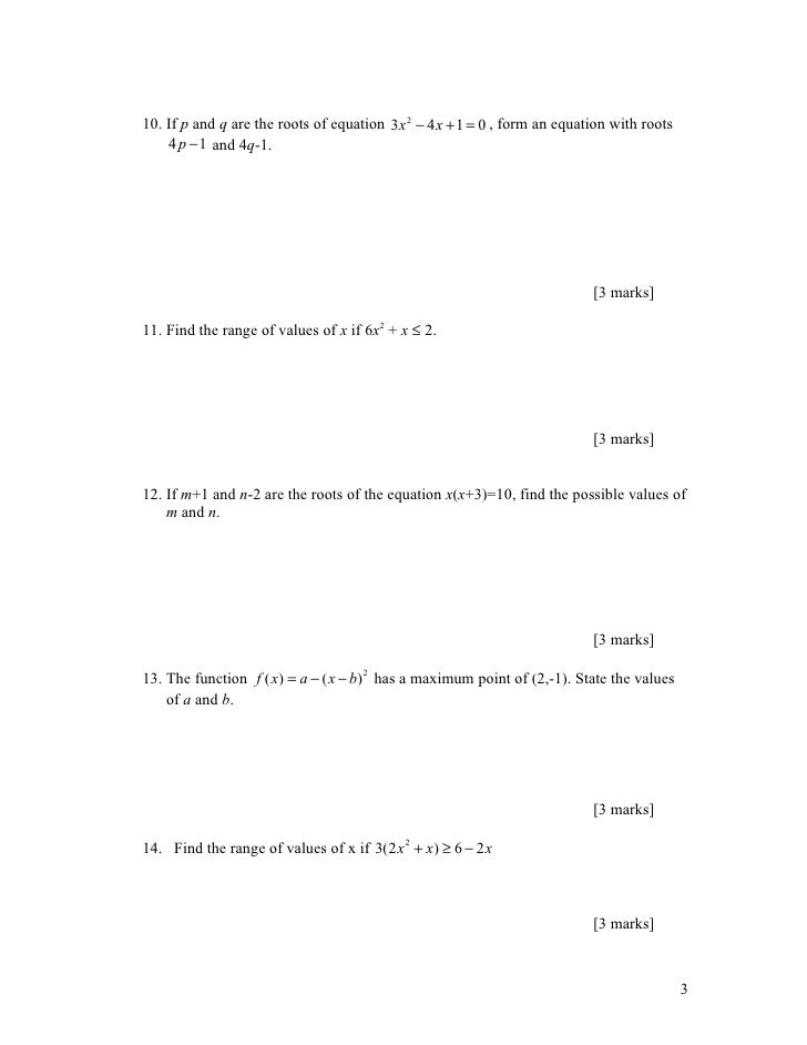 Soalan kuiz matematik tambahan ting empat 2006 Soalan kuiz matematik tambahan ting empat 2006