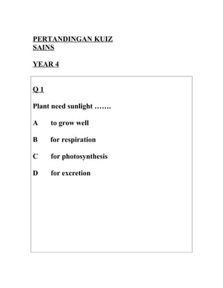 Soalan Kuiz Pertandingan