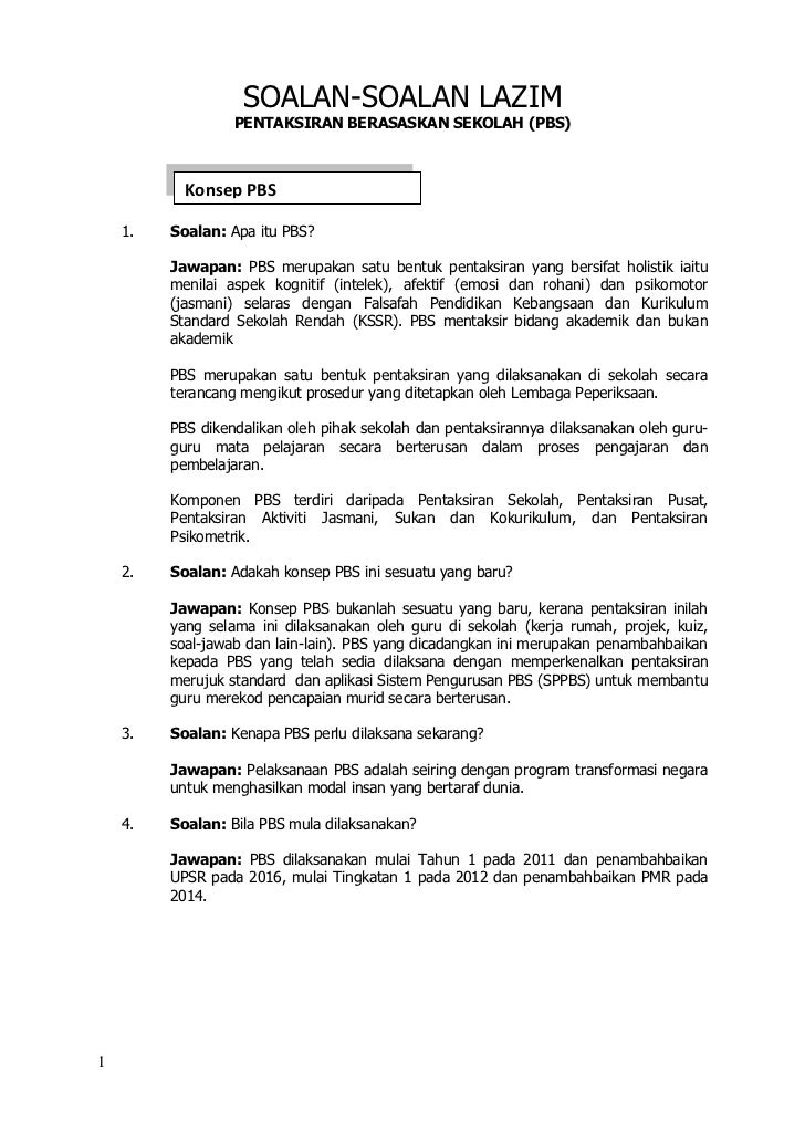 Soalan Lazim Tentang Pbs