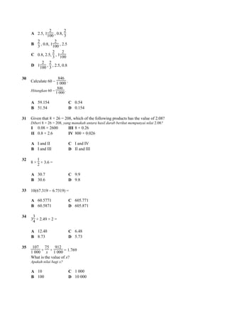 Ujian Matematik Tingkatan 1 Skema Jawapan