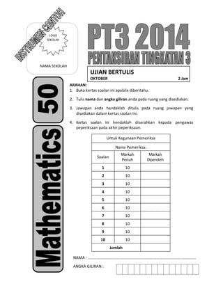 Soalan Matematik Pt3