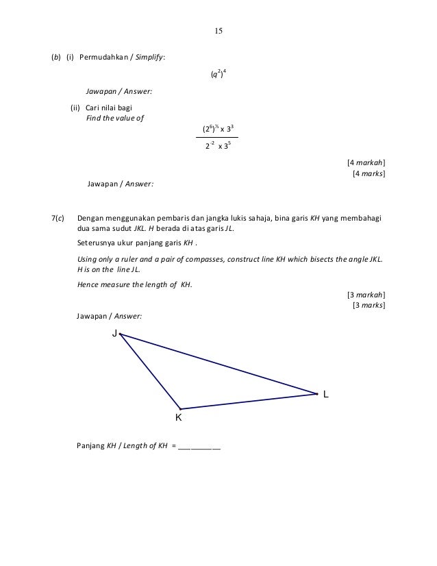 Contoh Soalan Pt3 Matematik Dengan Jawapan - Terengganu w