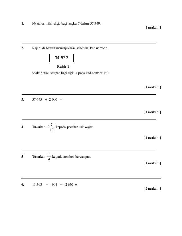 Soalan math tahun 6 diagnostik k2 2015