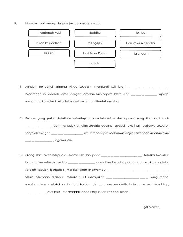 Soalan moral tahun 5