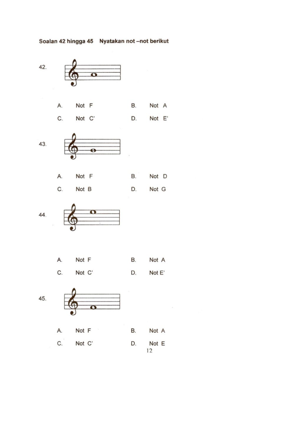 Kertas Soalan Ujian Pendidikan Muzik Tahun 4 KSSR