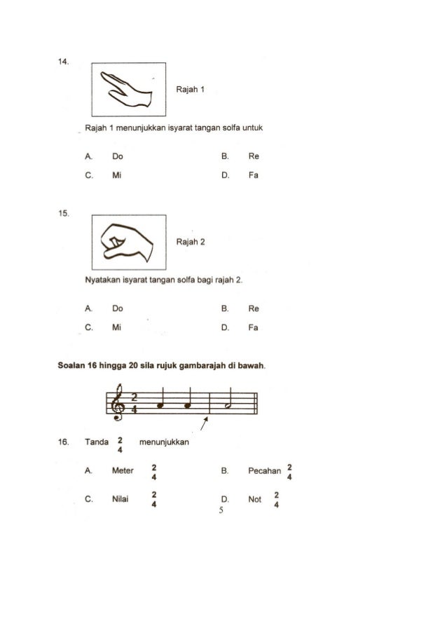 Kertas Soalan Ujian Pendidikan Muzik Tahun 4 KSSR