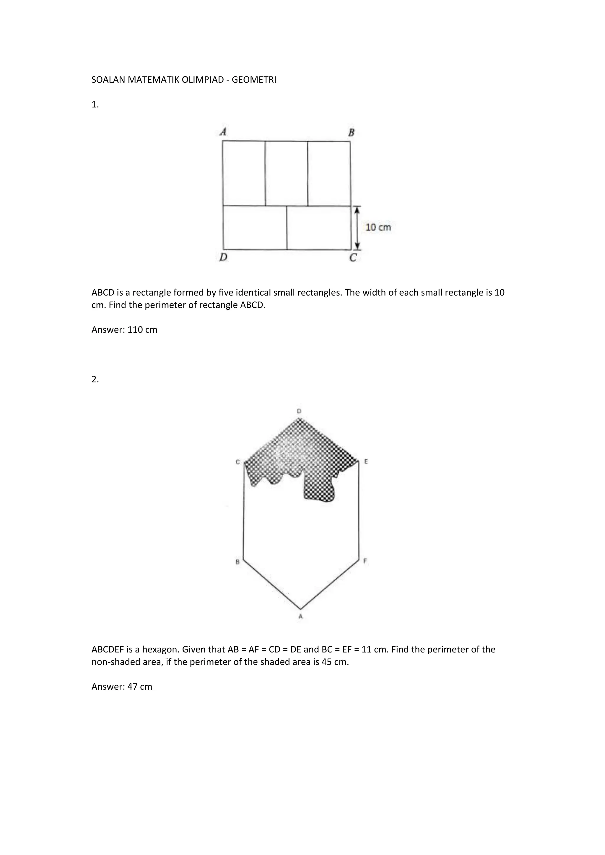 Contoh Soalan Olimpiad Geometri Latihan Docx
