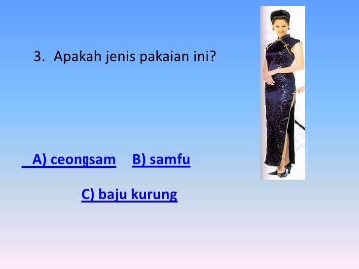  Pakaian  Soalan kuiz