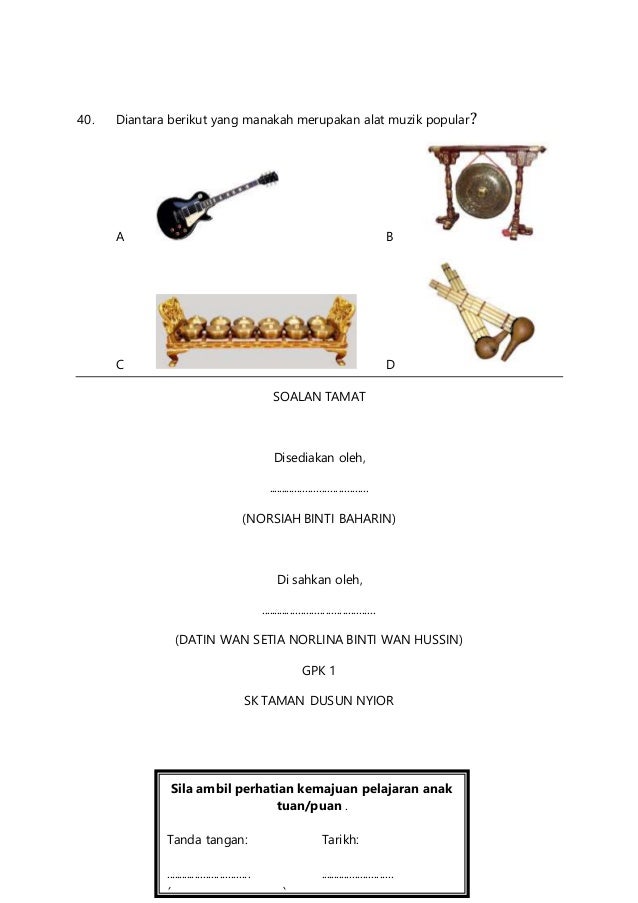 Soalan peperiksaan akhir tahun pendidikan muzik tahun 4 2015