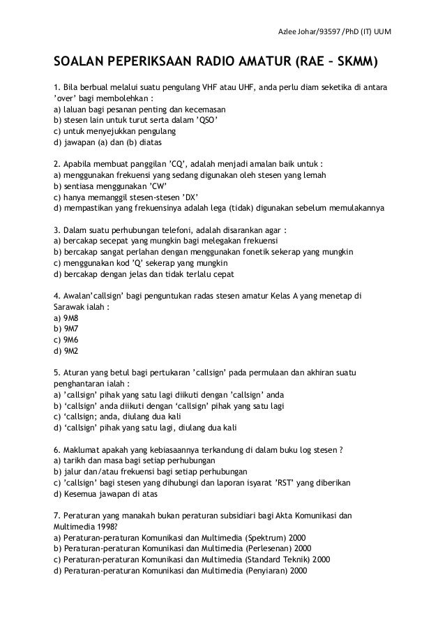 Jawapan Jenis Panggilan Radio - malaykiews