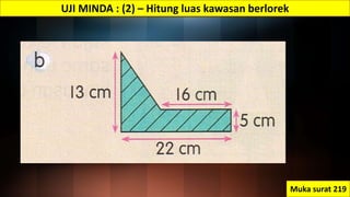 UJI MINDA : (2) – Hitung luas kawasan berlorek
Muka surat 219
 