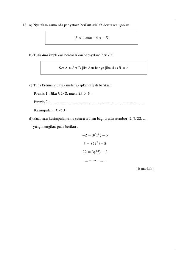 Soalan Pertengahan Tahun Matematik Tingkatan 4