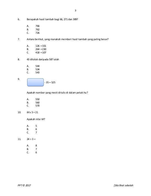 Soalan ppt Matematik Tahun 2 K1