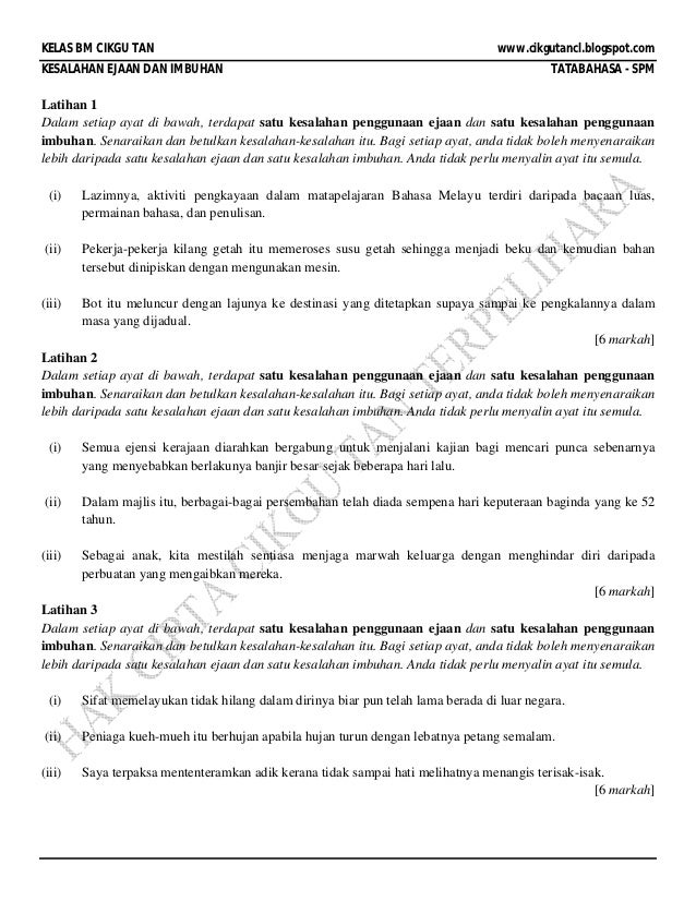 Latihan Kesalahan Ejaan Dan Imbuhan Pt3