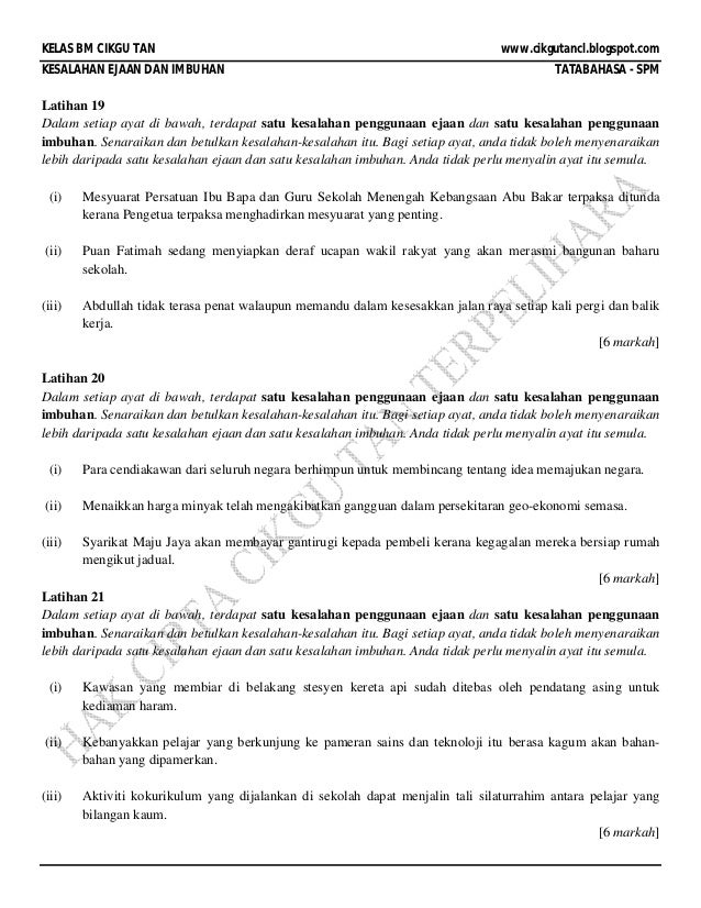 Soalan ramalan spm 2012 kesalahan ejaan & imbuhan