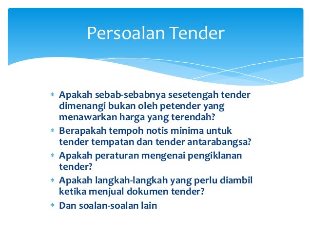 Soalan sebutharga dan tender kerajaan