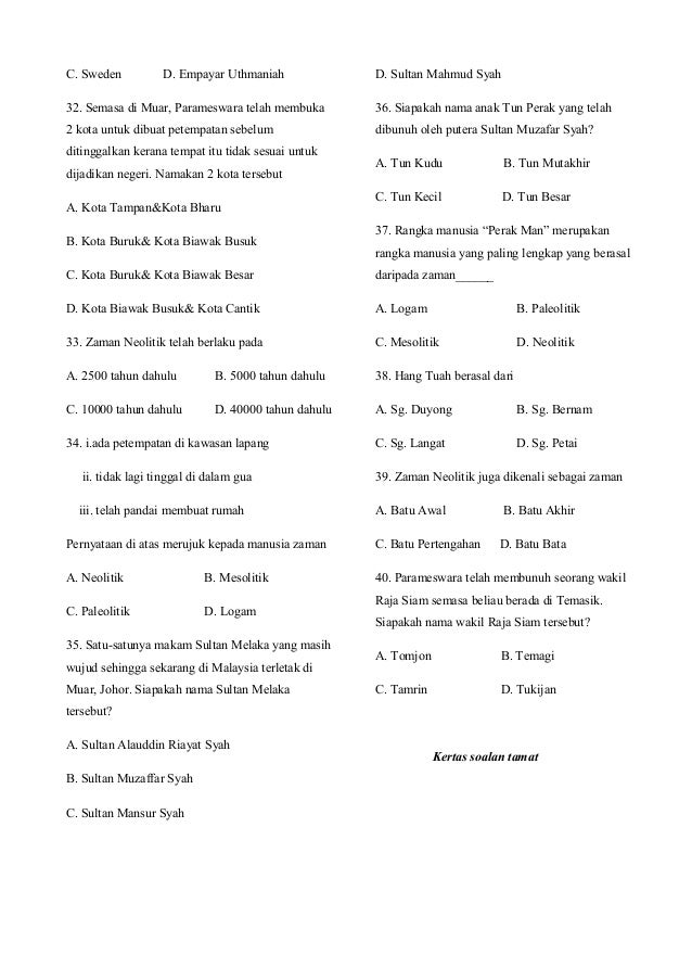 Soalan sejarah tahun_4