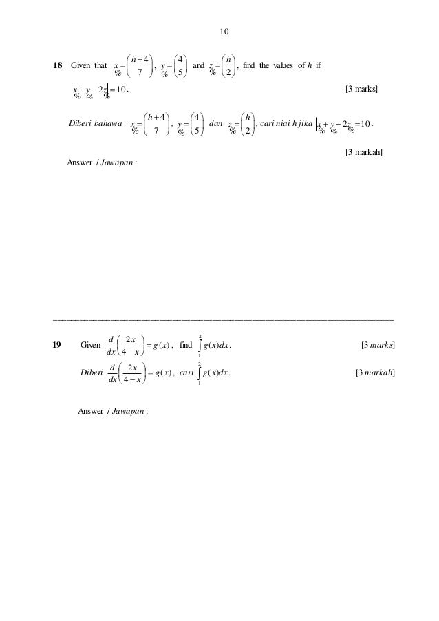 Matematik Tambahan Soalan set 1