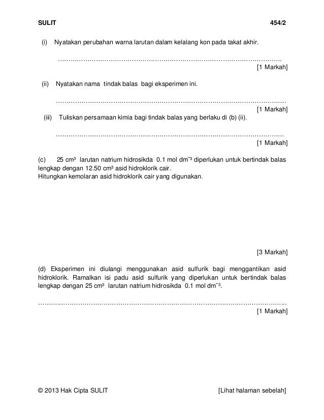 Soalan skor kimia spm 2013