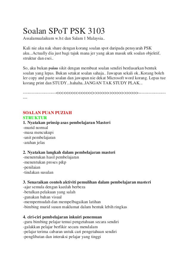 Soalan S Po T Psk 3103