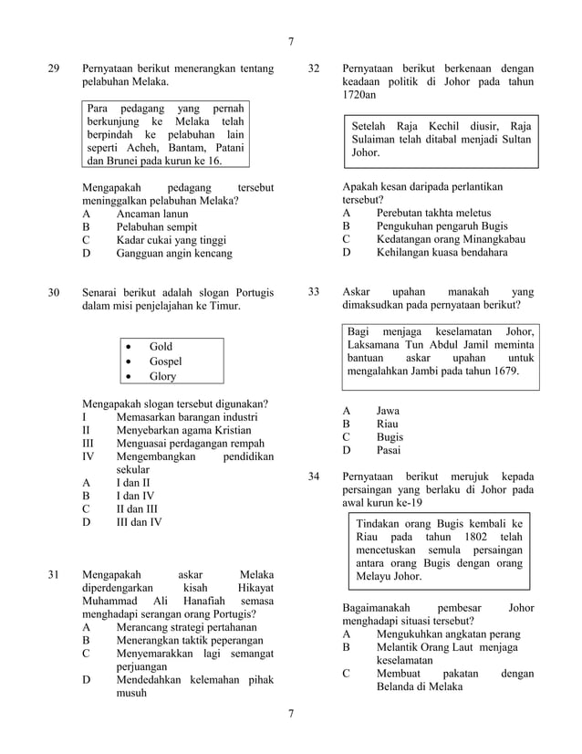 SOALAN SEJARAH TINGKATAN 1