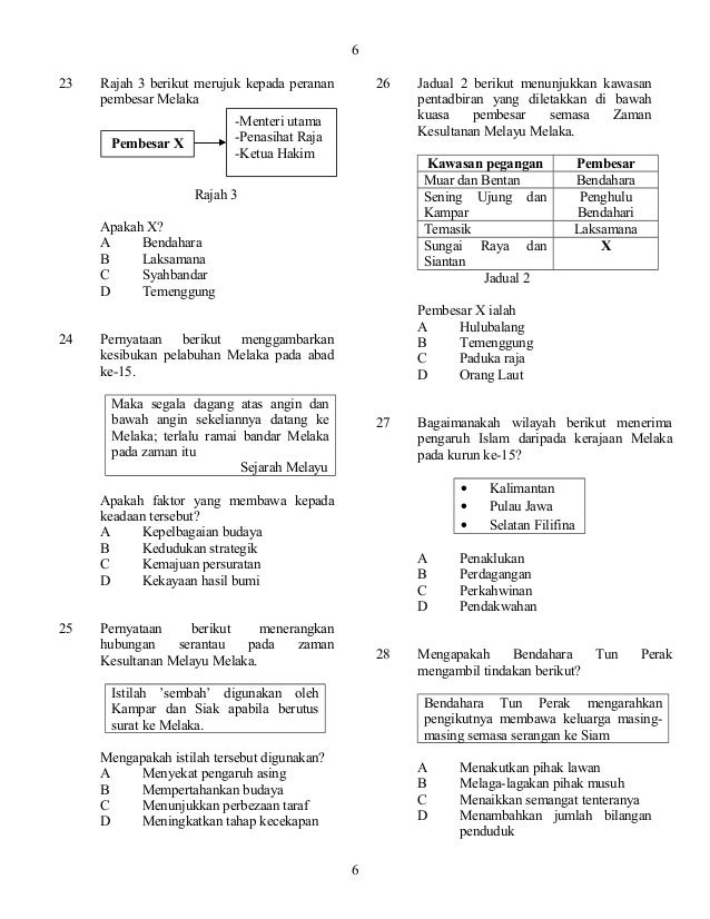 SOALAN SEJARAH TINGKATAN 1