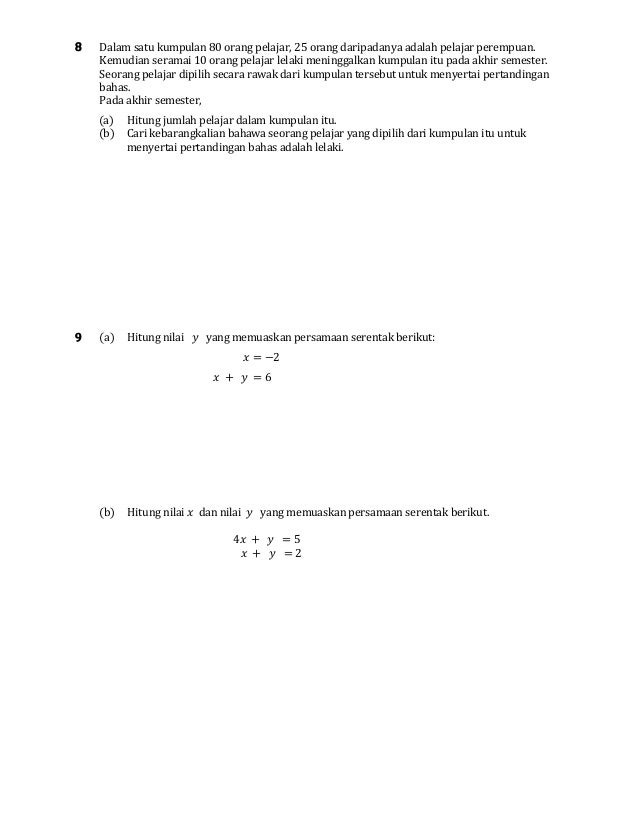 Soalan Ulangkaji Matematik untuk Teknologi Semester 3 