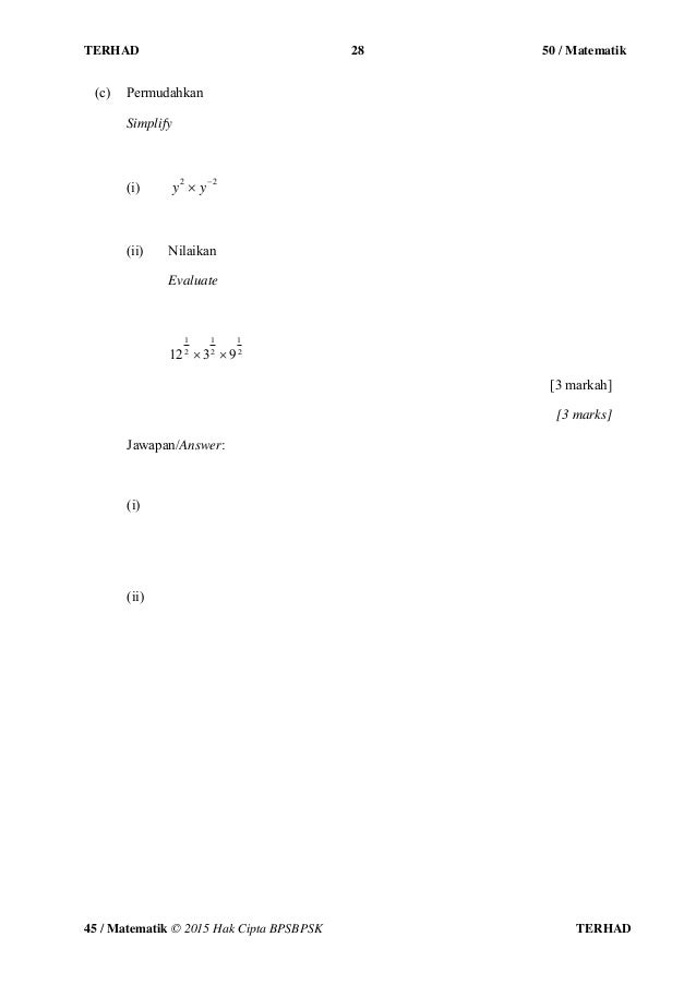 Contoh Soalan Permudahkan Ungkapan Algebra - Selangor q