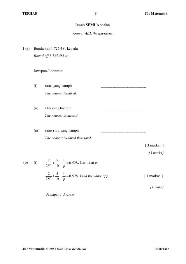 Soalan Ungkapan Algebra