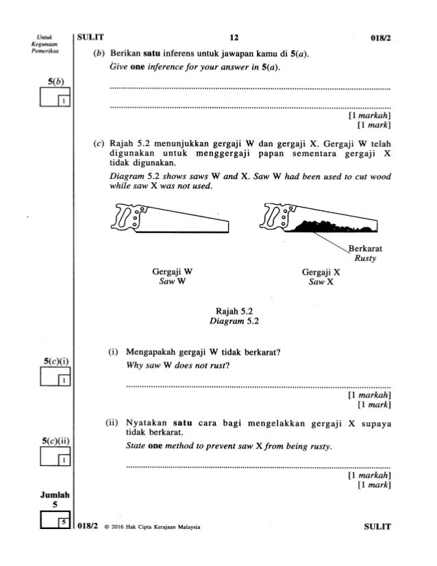 Soalan Upsr 2016 Kertas 2 Sains