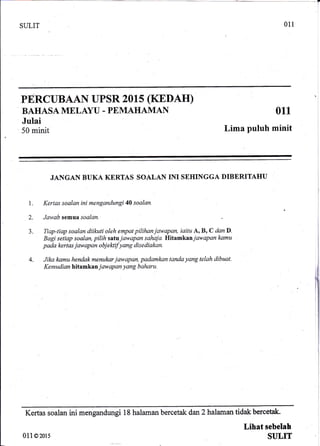 Soalan Upsr Pemahaman