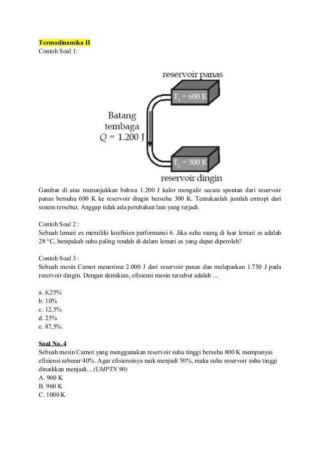 Soal Termodinamika Serta Pembahsan