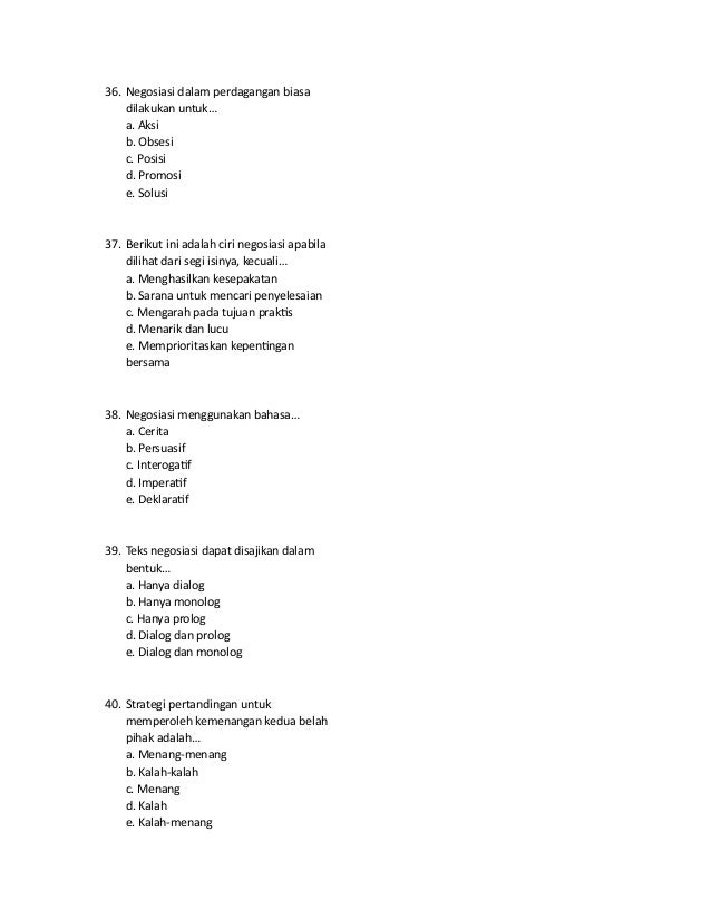 Soal Bahasa Indonesia Materi Teks Prosedur Dan Teks Negosiasi